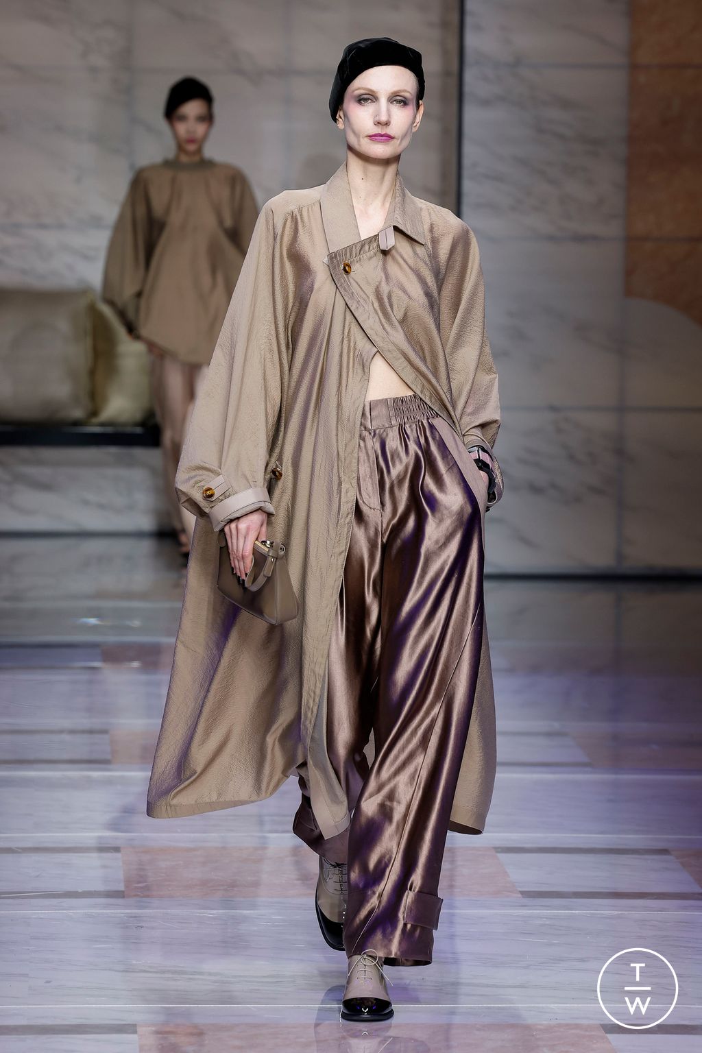 Fashion Week Milan Fall/Winter 2023 look 1 from the Giorgio Armani collection womenswear