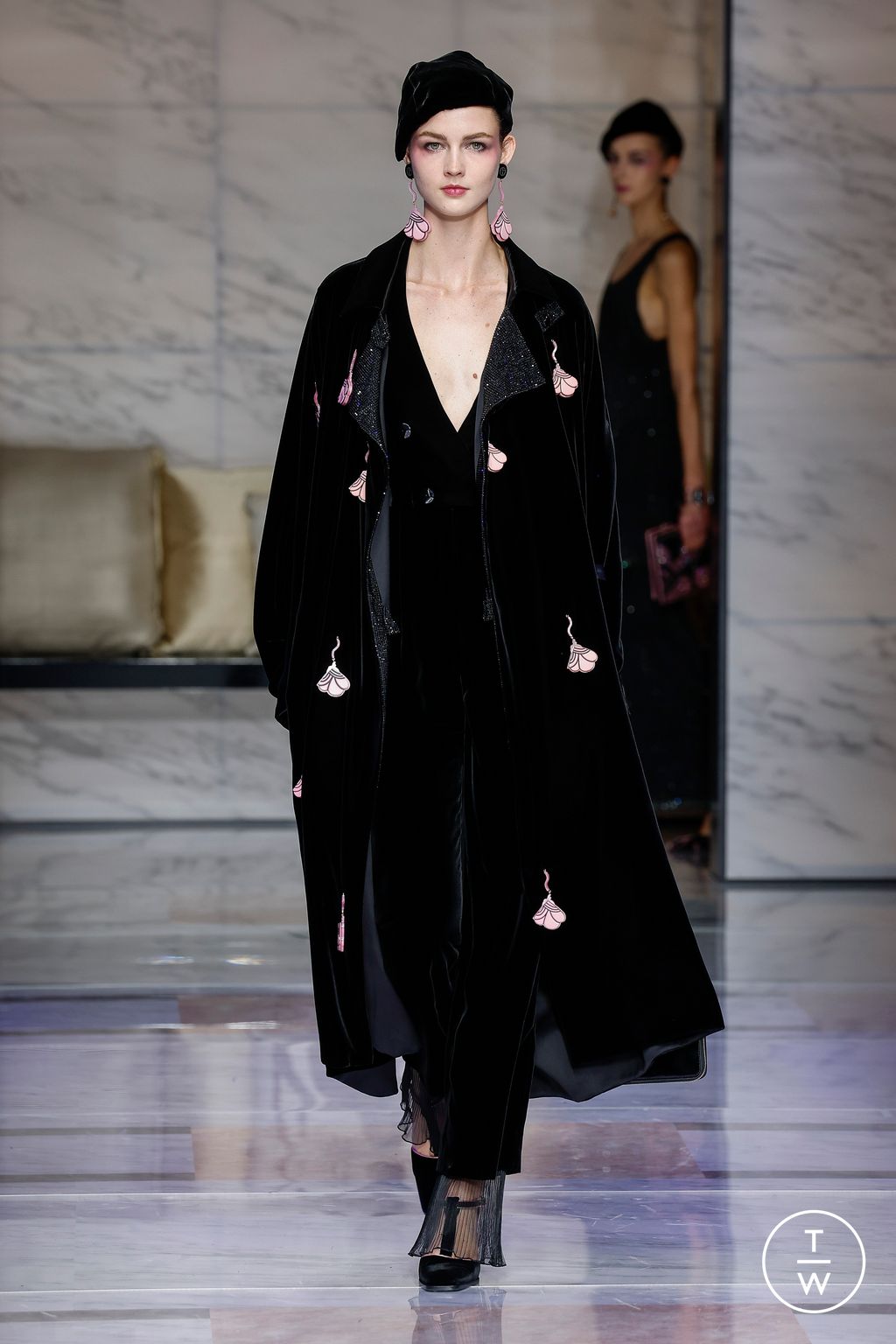 Fashion Week Milan Fall/Winter 2023 look 57 from the Giorgio Armani collection womenswear
