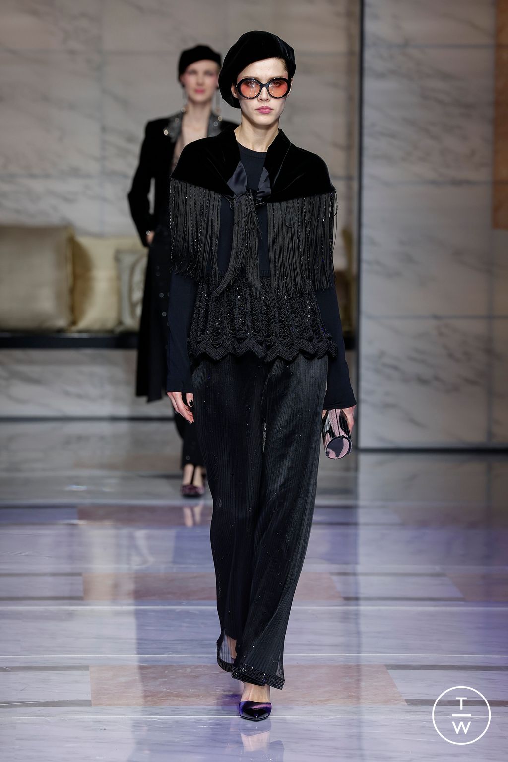 Fashion Week Milan Fall/Winter 2023 look 63 from the Giorgio Armani collection womenswear