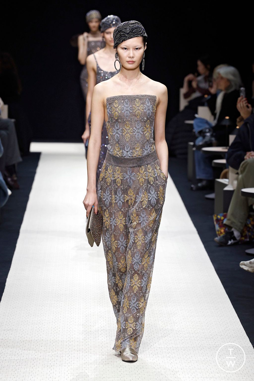 Fashion Week Milan Fall/Winter 2025 look 60 from the Giorgio Armani collection womenswear