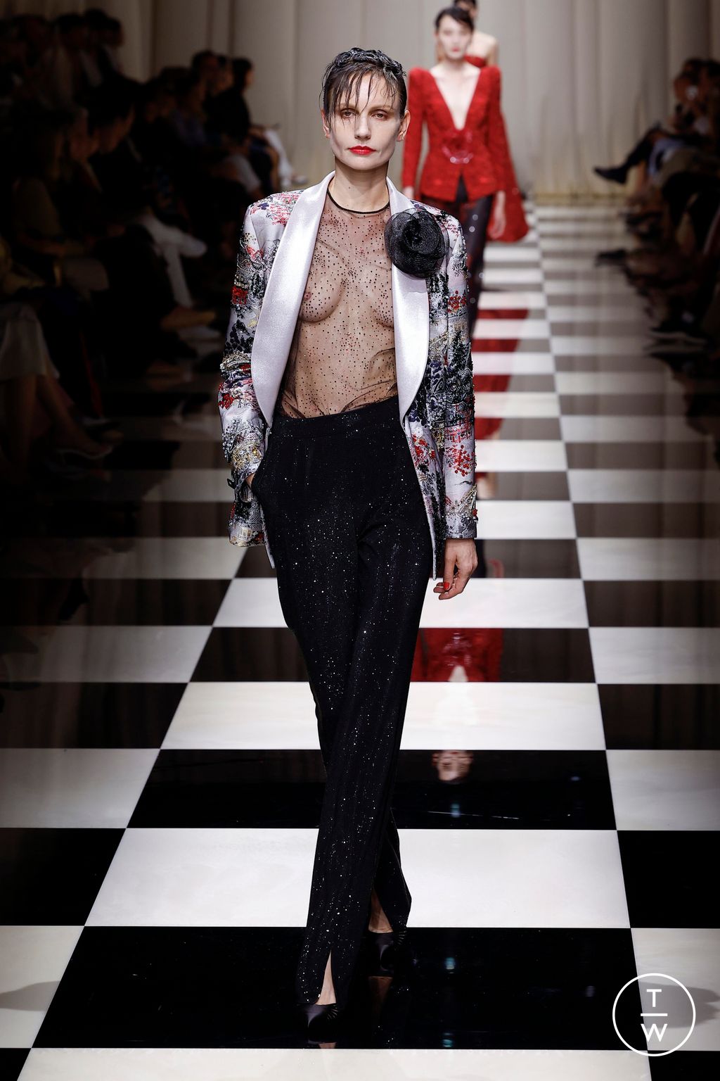 Fashion Week Paris Fall/Winter 2023 look 61 from the Giorgio Armani Privé collection couture