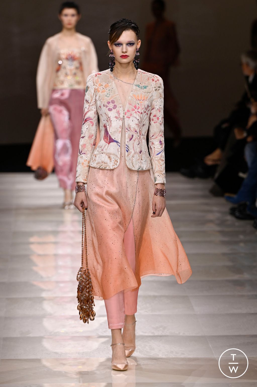 Fashion Week Paris Spring/Summer 2024 look 1 from the Giorgio Armani Privé collection couture
