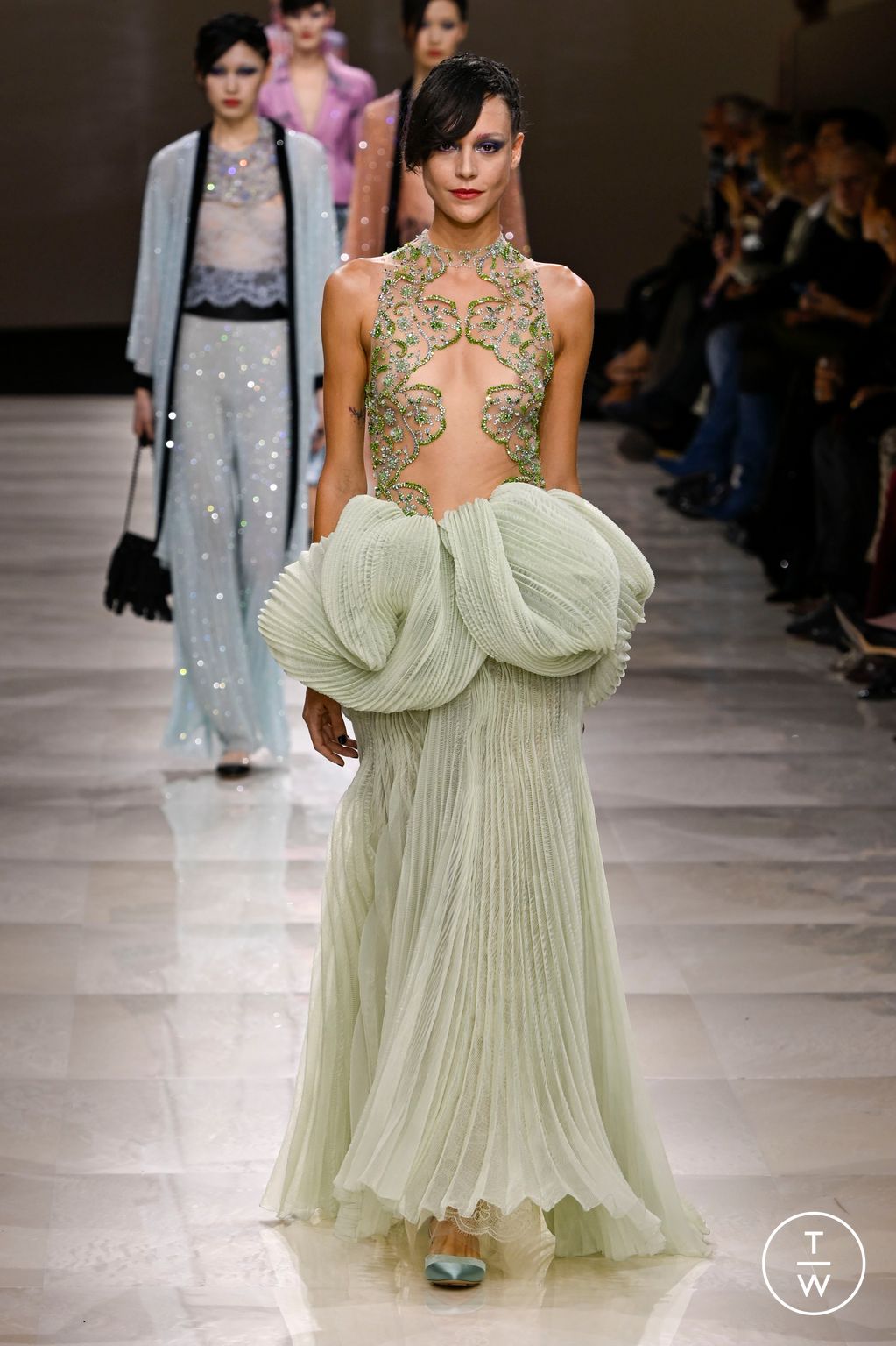 Fashion Week Paris Spring/Summer 2024 look 14 from the Giorgio Armani Privé collection couture