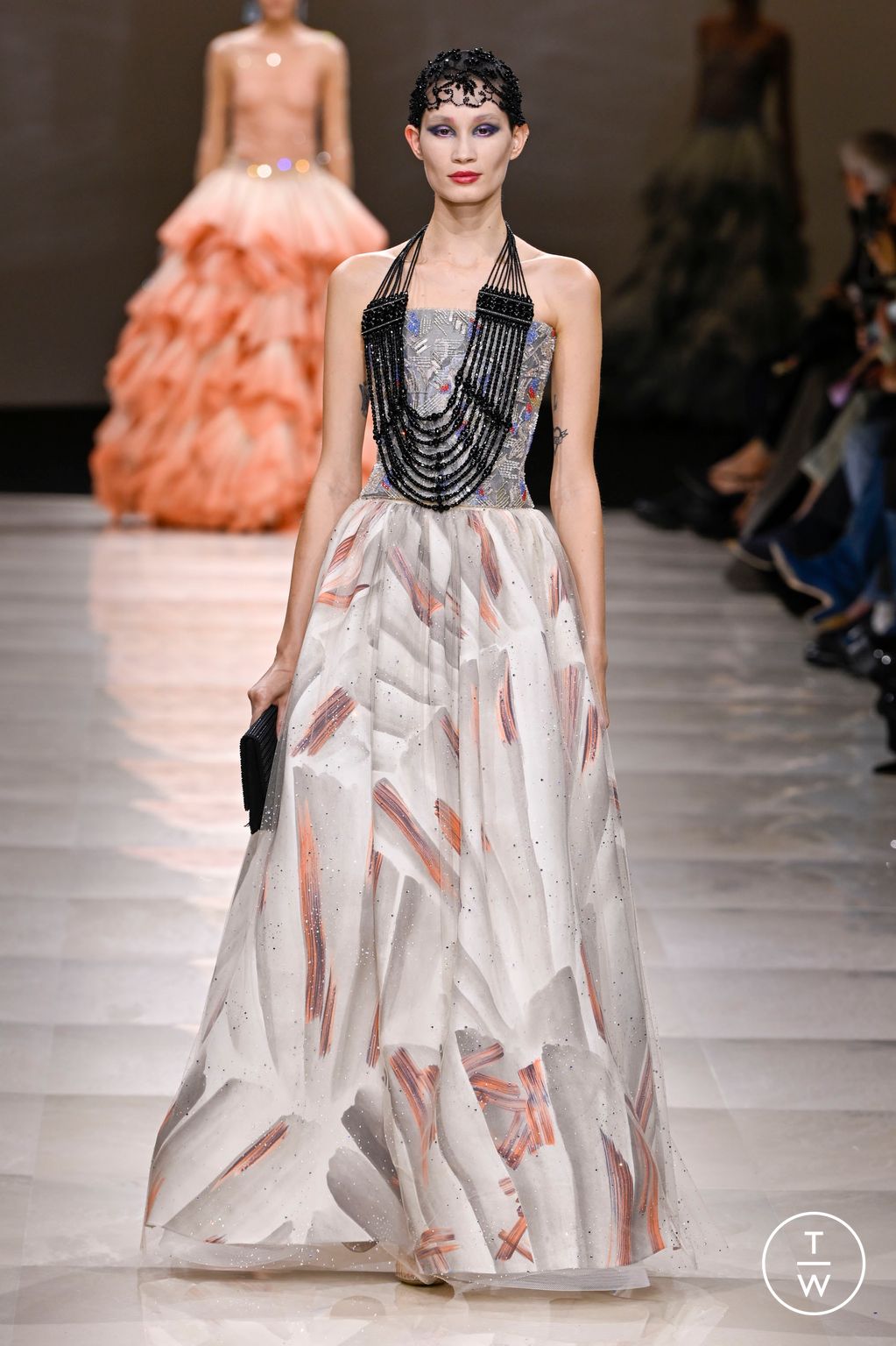Fashion Week Paris Spring/Summer 2024 look 45 from the Giorgio Armani Privé collection couture