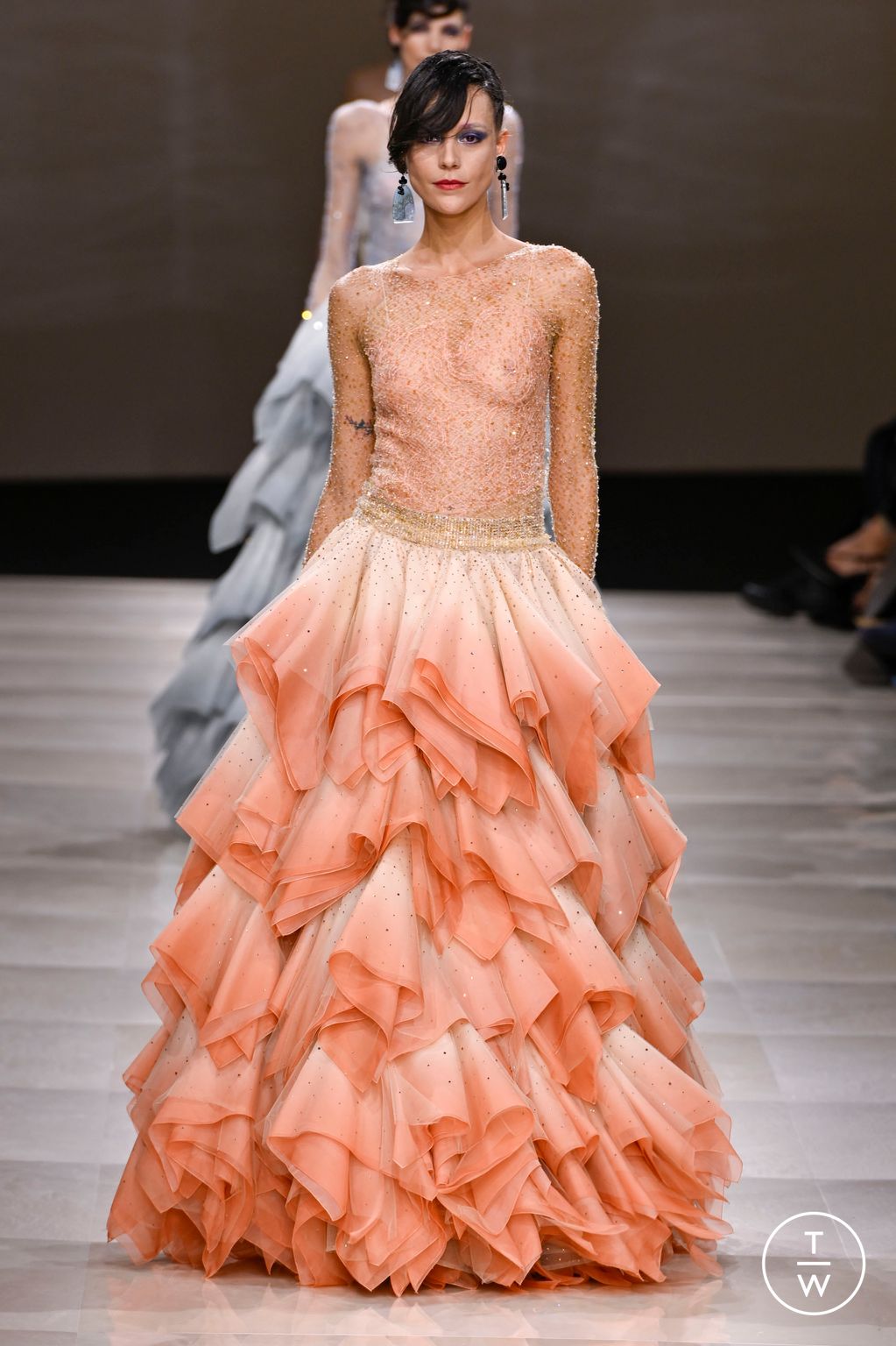 Fashion Week Paris Spring/Summer 2024 look 46 from the Giorgio Armani Privé collection couture