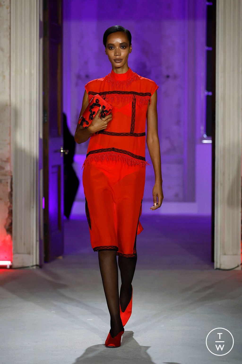 Fashion Week London Spring/Summer 2025 look 4 from the Huishan Zhang collection womenswear