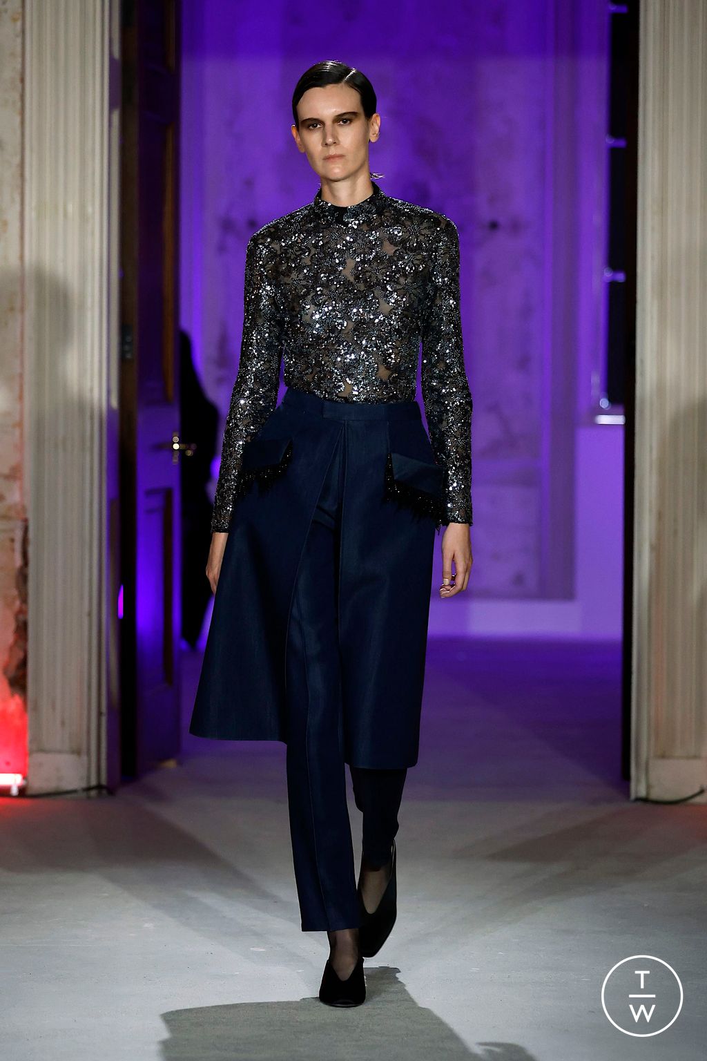 Fashion Week London Spring/Summer 2025 look 7 from the Huishan Zhang collection womenswear