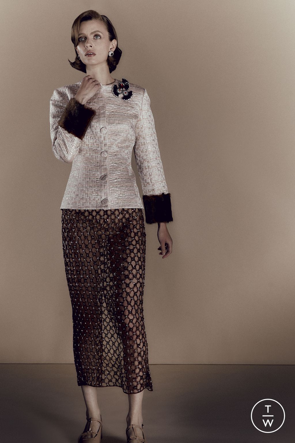 Fashion Week London Resort 2026 look 2 from the Huishan Zhang collection womenswear