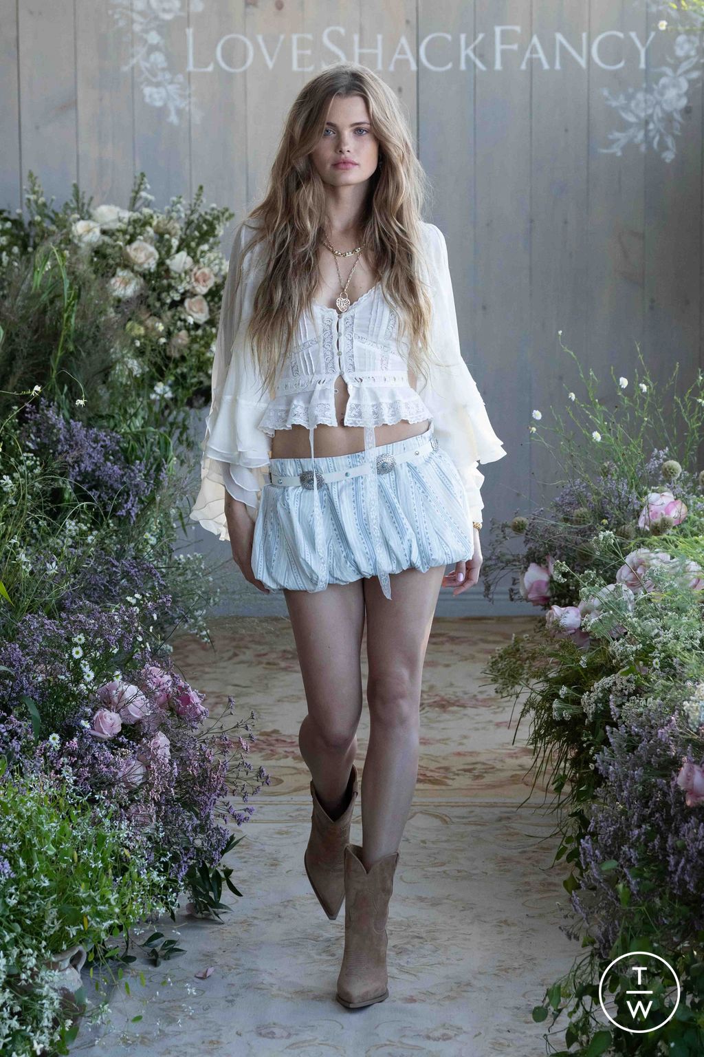 Fashion Week New York Spring/Summer 2026 look 10 from the LoveShackFancy collection womenswear