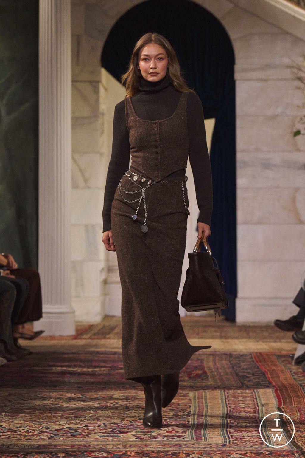 Fashion Week New York Fall/Winter 2026 look 1 from the Ralph Lauren collection womenswear