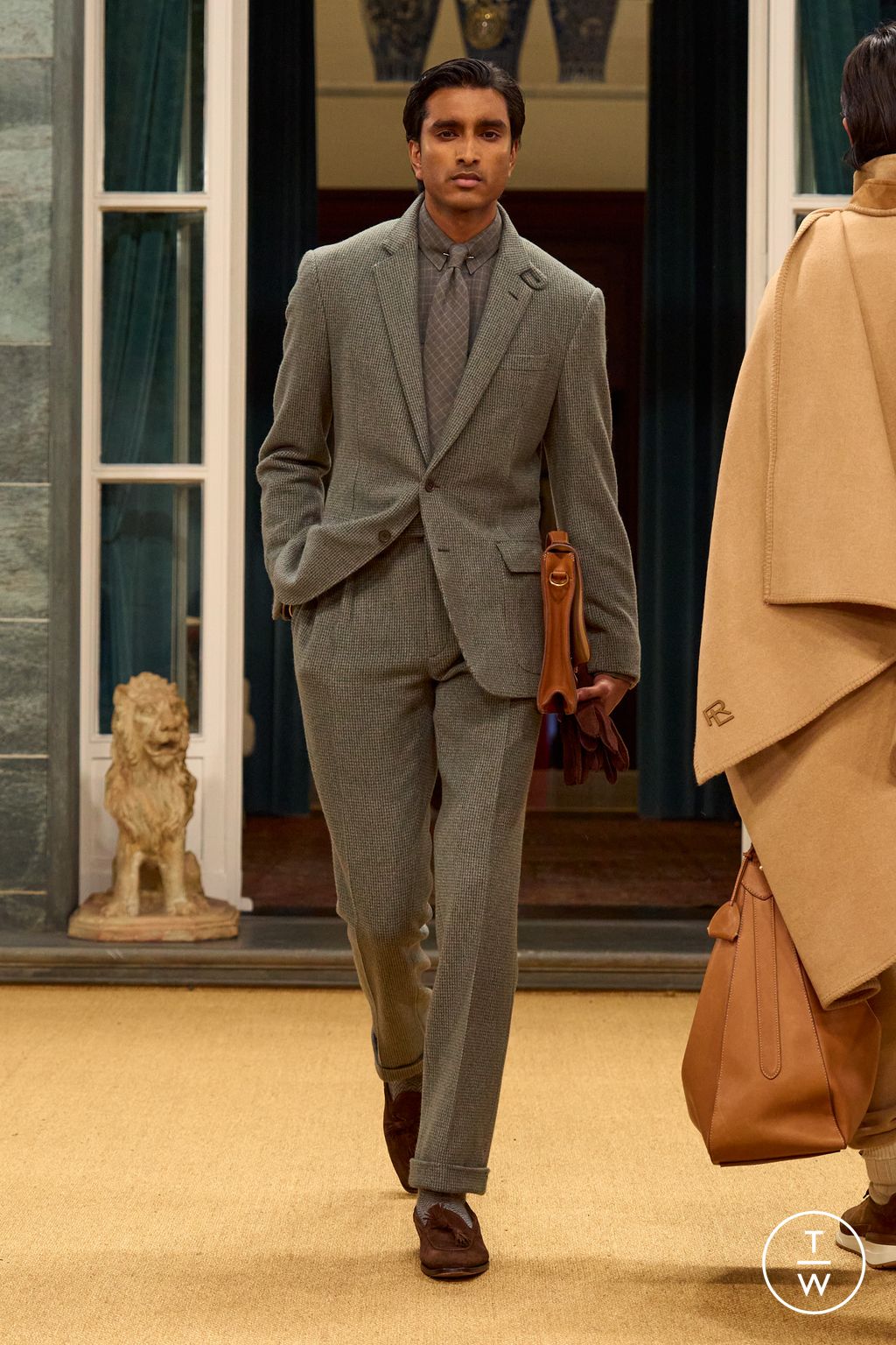 Fashion Week Milan Fall/Winter 2026 look 44 from the Ralph Lauren Purple Label collection menswear