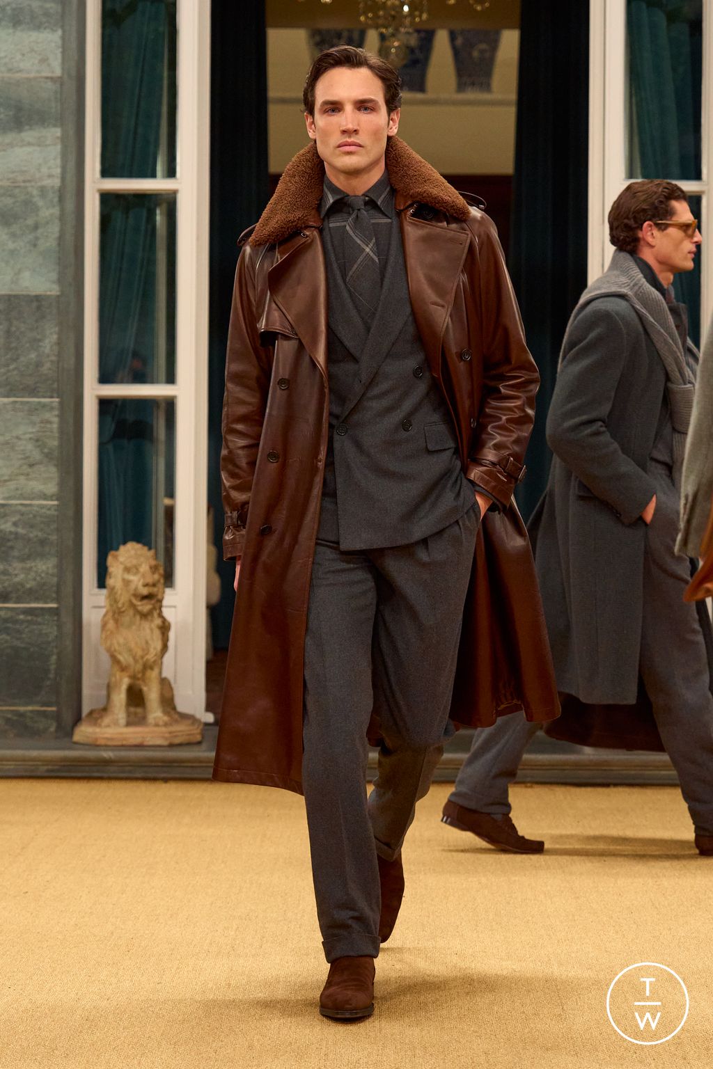 Fashion Week Milan Fall/Winter 2026 look 48 from the Ralph Lauren Purple Label collection menswear