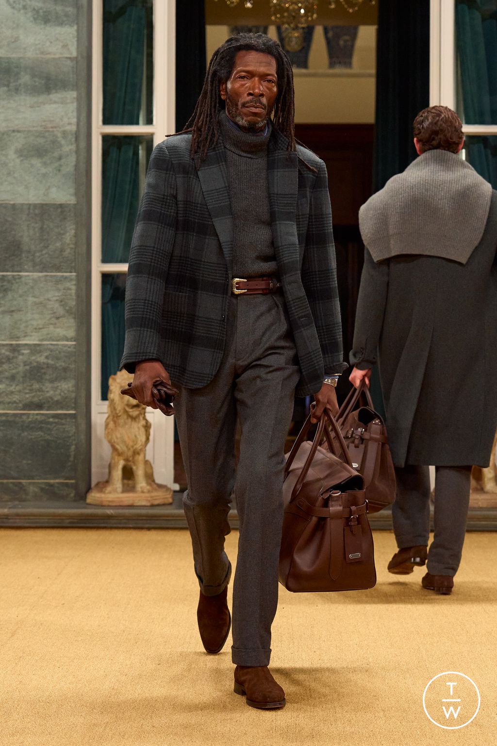 Fashion Week Milan Fall/Winter 2026 look 50 from the Ralph Lauren Purple Label collection 男装