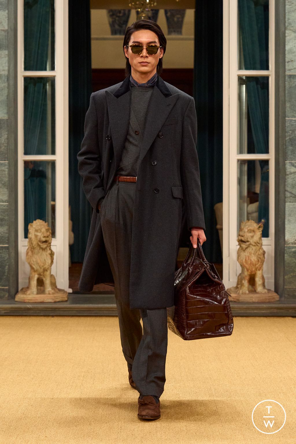 Fashion Week Milan Fall/Winter 2026 look 52 from the Ralph Lauren Purple Label collection menswear