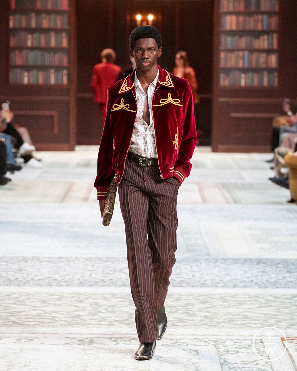 Fashion Week Paris Fall/Winter 2026 look 12 from the Amiri collection menswear