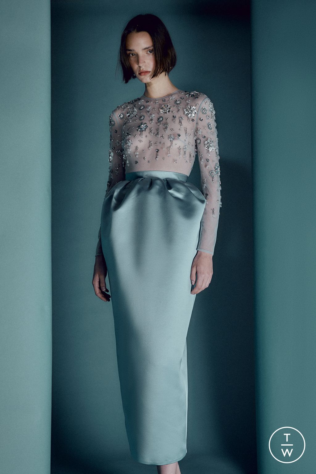 Fashion Week London Pre-Fall 2026 look 34 from the Huishan Zhang collection womenswear