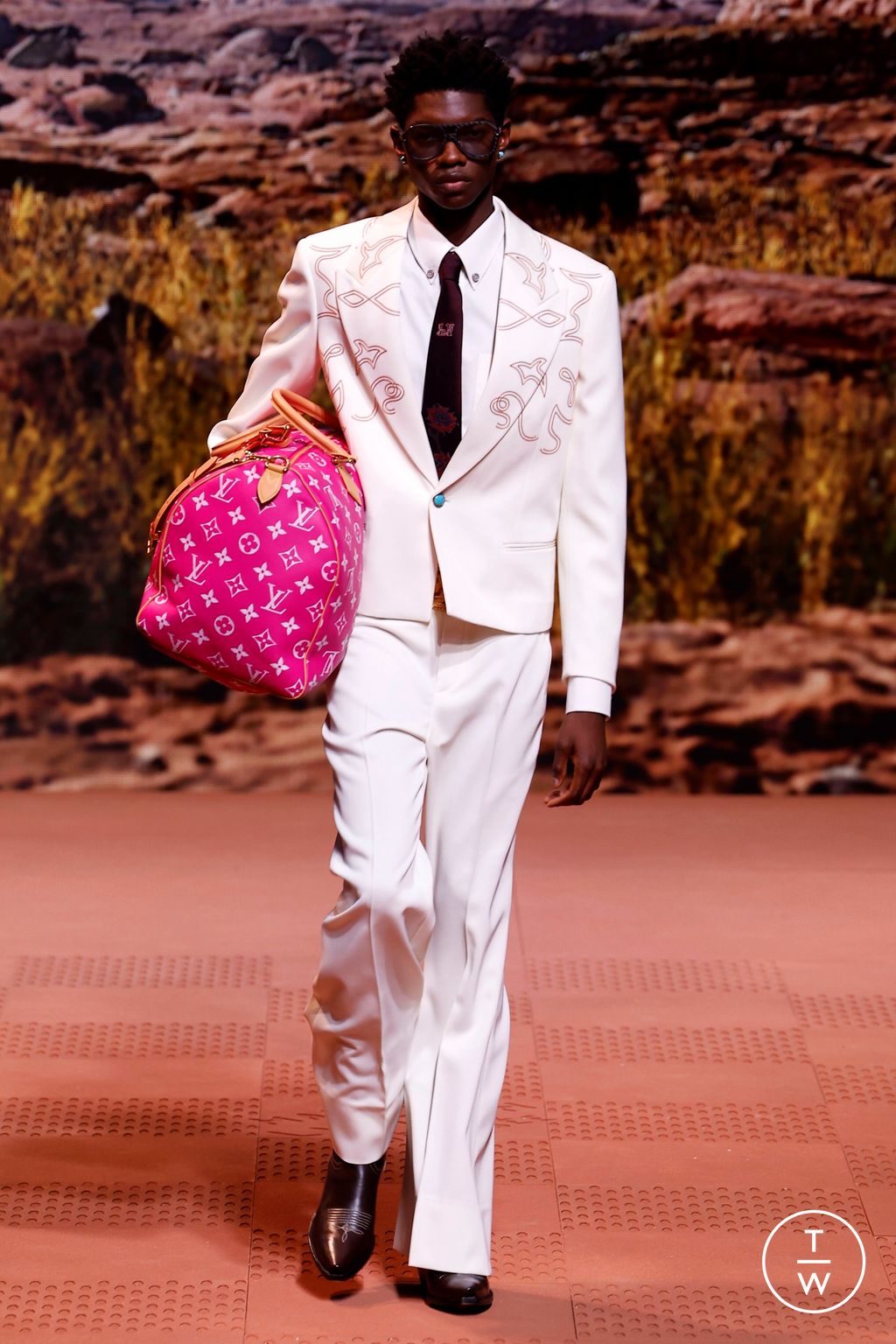 Fashion Week Paris Fall/Winter 2024 look 29 from the Louis Vuitton collection 男装