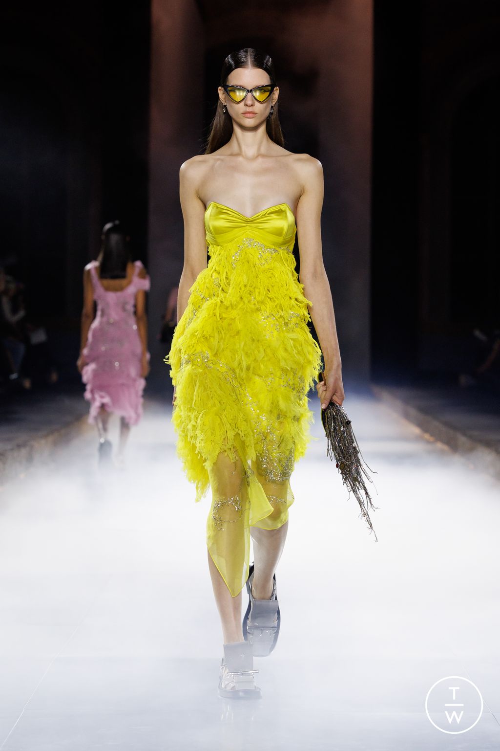 Fashion Week Paris Spring-Summer 2025 look 19 from the Alexander McQueen collection womenswear