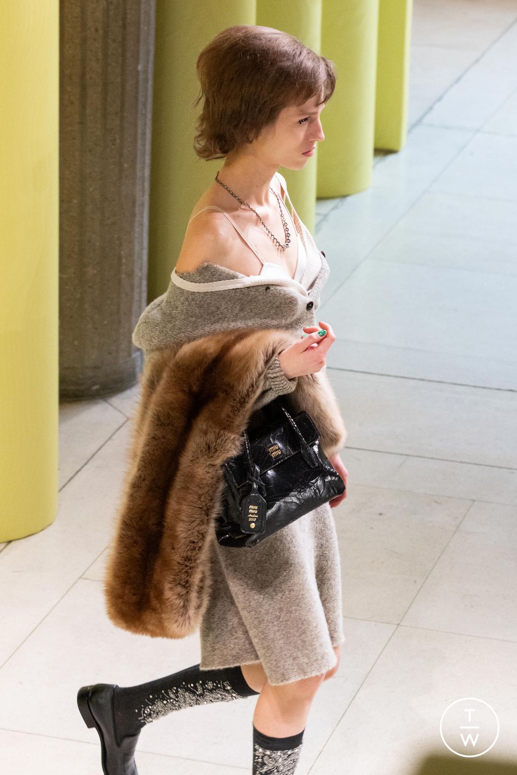 Fashion Week Paris Fall/Winter 2025 look 30 from the Miu Miu collection womenswear accessories