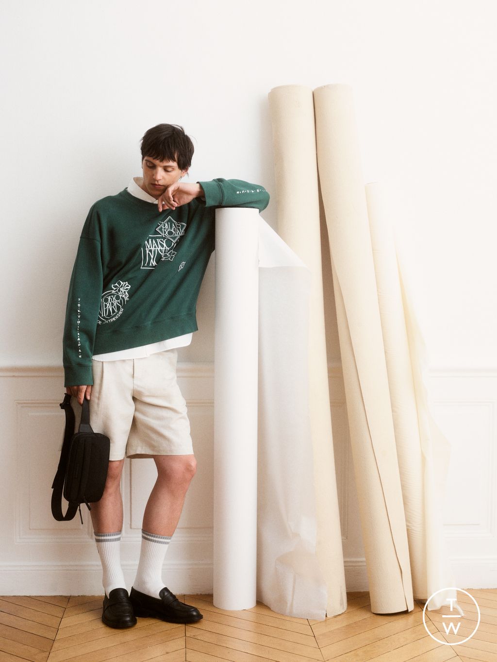 Fashion Week Paris Spring/Summer 2026 look 18 from the Maison Kitsuné collection menswear