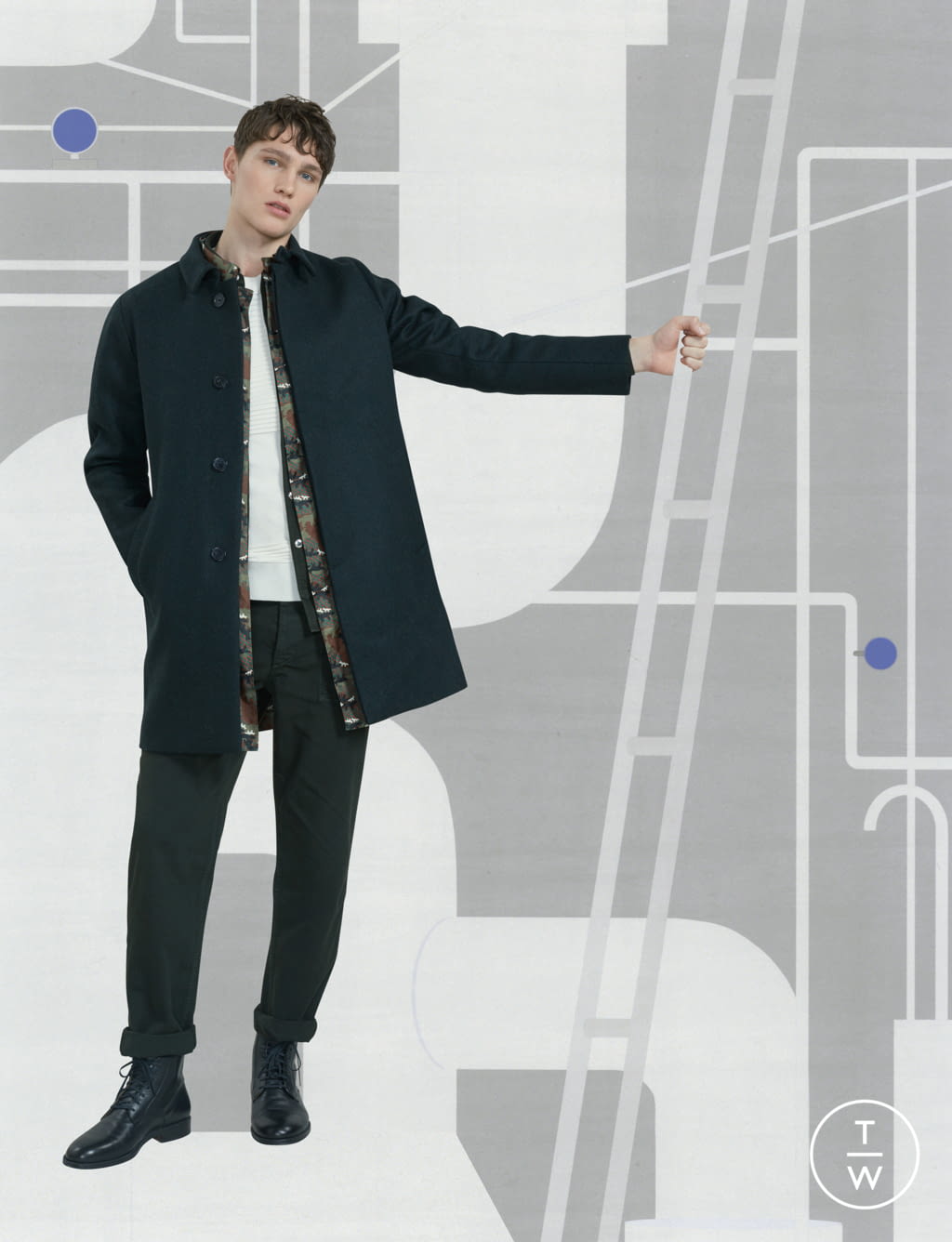 Fashion Week Paris Fall/Winter 2017 look 8 de la collection Maison Kitsuné menswear