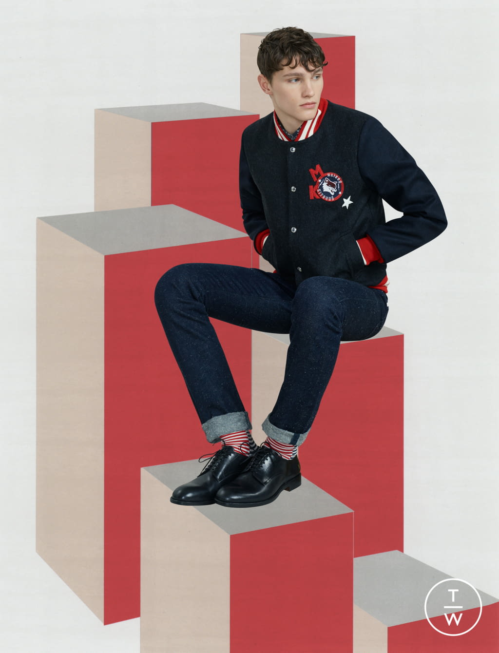 Fashion Week Paris Fall/Winter 2017 look 10 de la collection Maison Kitsuné menswear