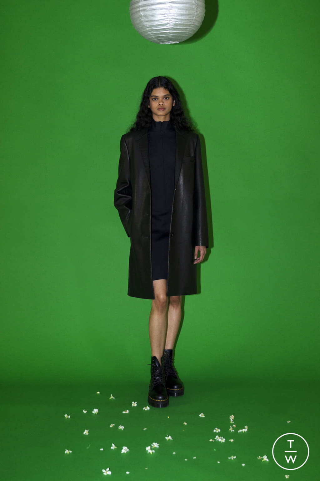 green emerald velvet dress Rosetta Getty | Zip Up Turtleneck Dress - Garden Florals | L main image 0