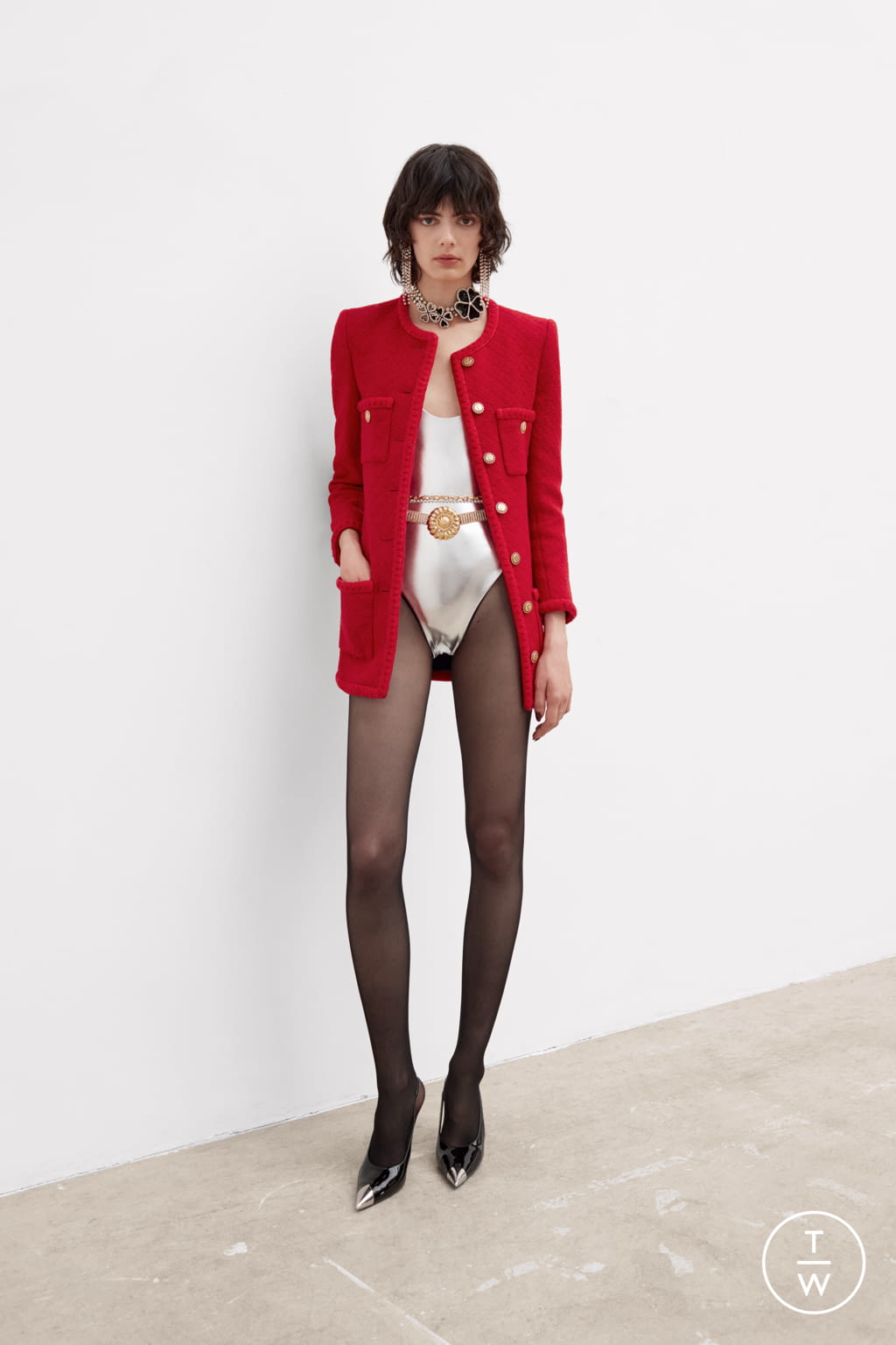 Fashion Week Paris Fall/Winter 2021 look 23 from the Saint Laurent collection womenswear