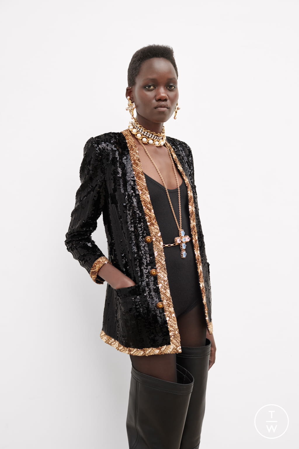 Fashion Week Paris Fall/Winter 2021 look 48 from the Saint Laurent collection womenswear