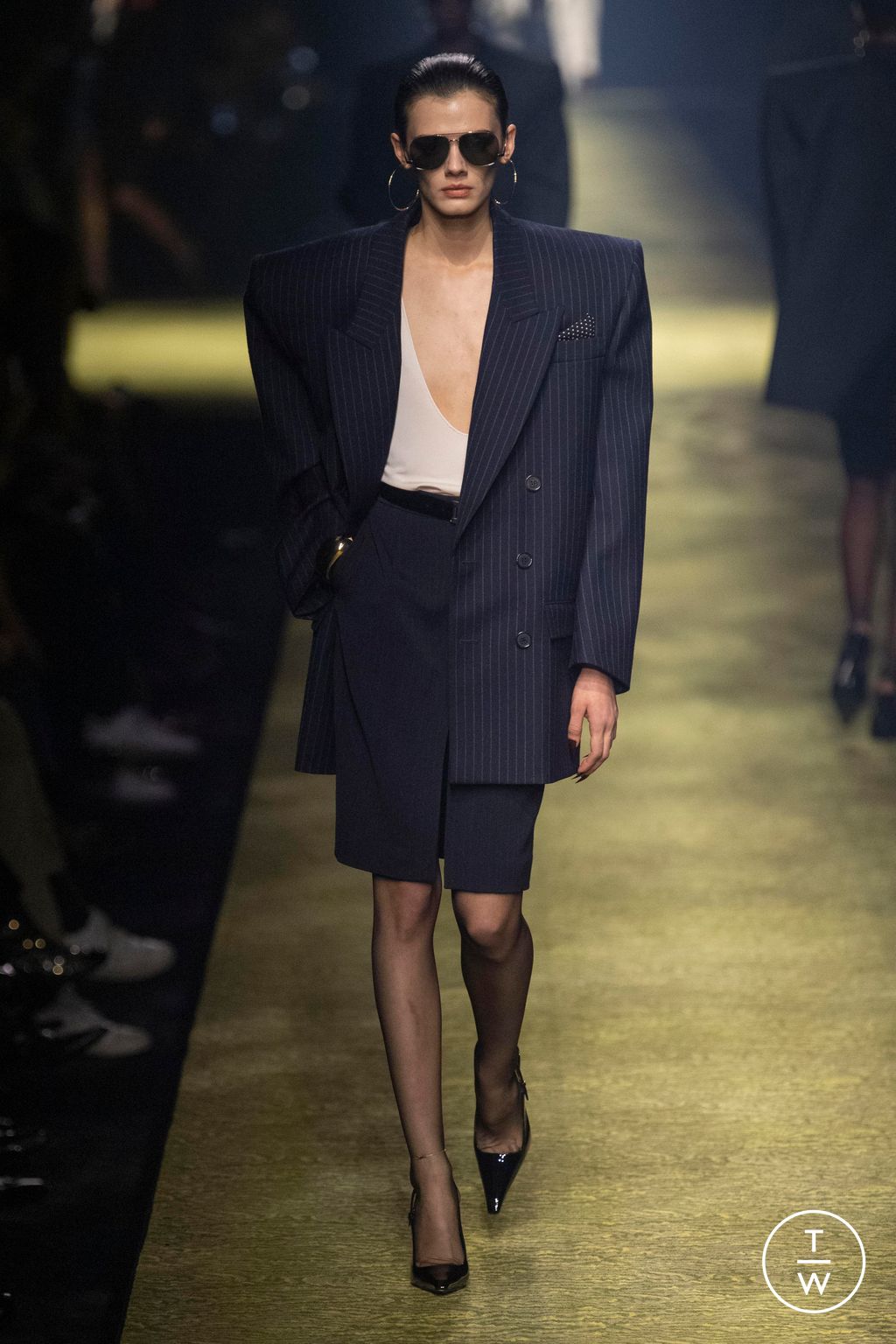 Fashion Week Paris Fall/Winter 2023 look 3 from the Saint Laurent collection womenswear
