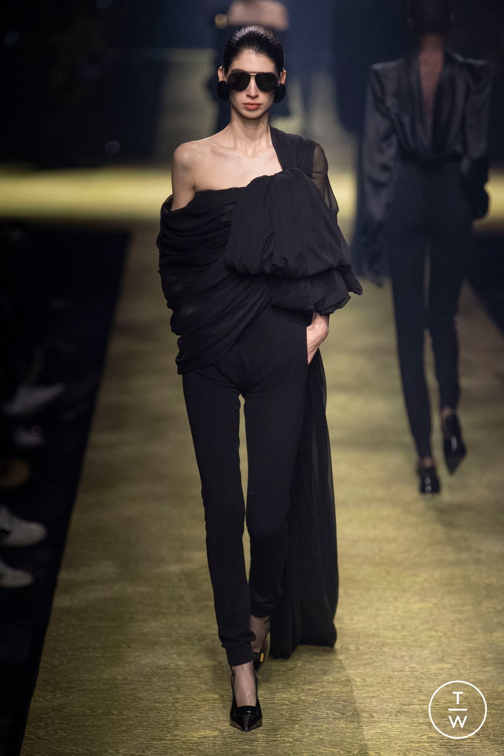 Fashion Week Paris Fall/Winter 2023 look 45 from the Saint Laurent collection womenswear