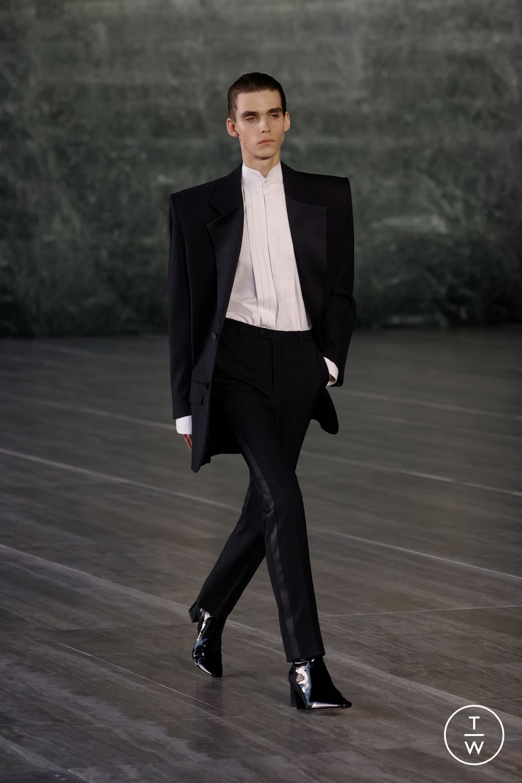 Fashion Week Paris Spring/Summer 2024 look 1 from the Saint Laurent collection menswear