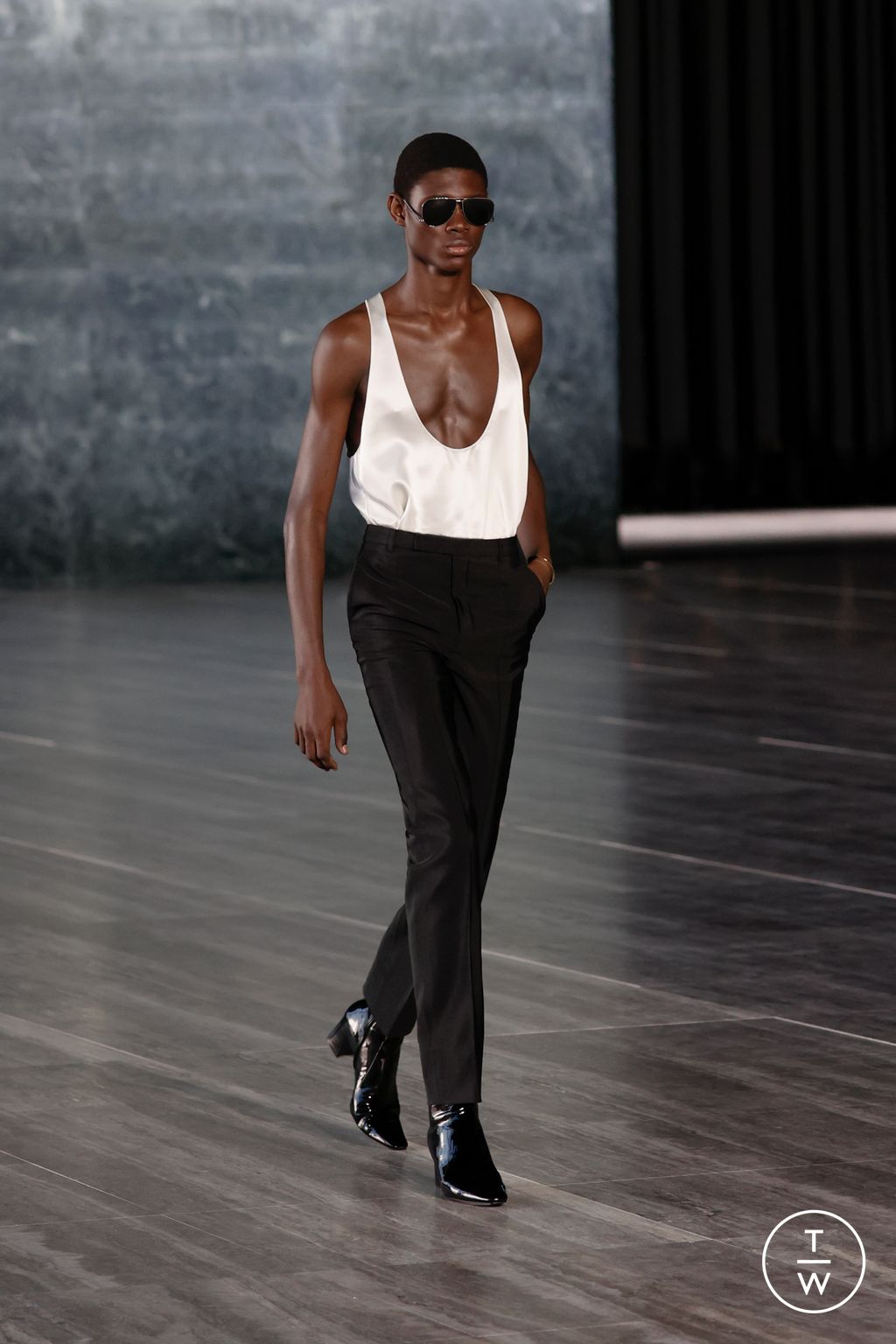 Fashion Week Paris Spring/Summer 2024 look 14 from the Saint Laurent collection menswear