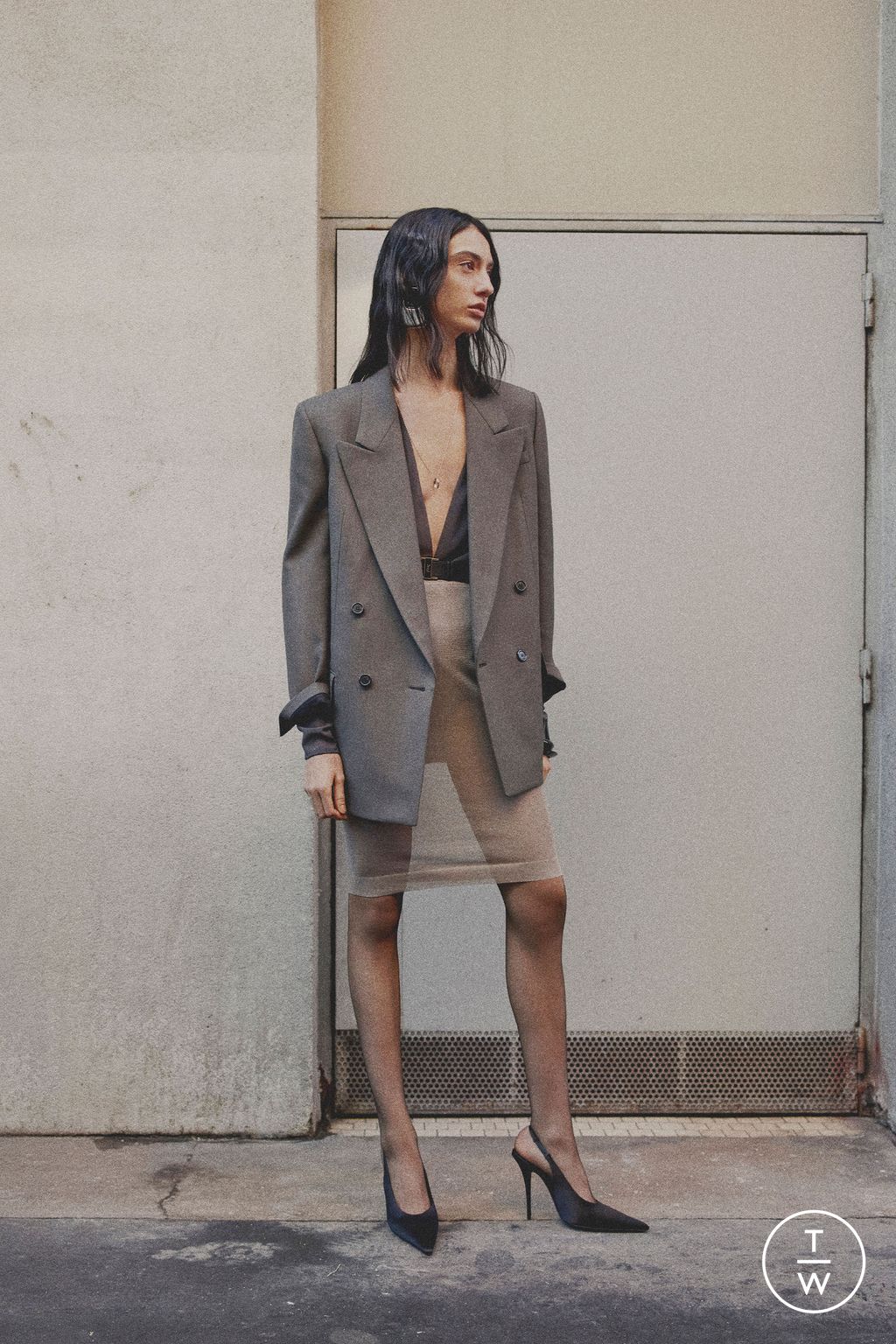 Fashion Week Paris Pre-Fall 2024 look 14 from the Saint Laurent collection womenswear