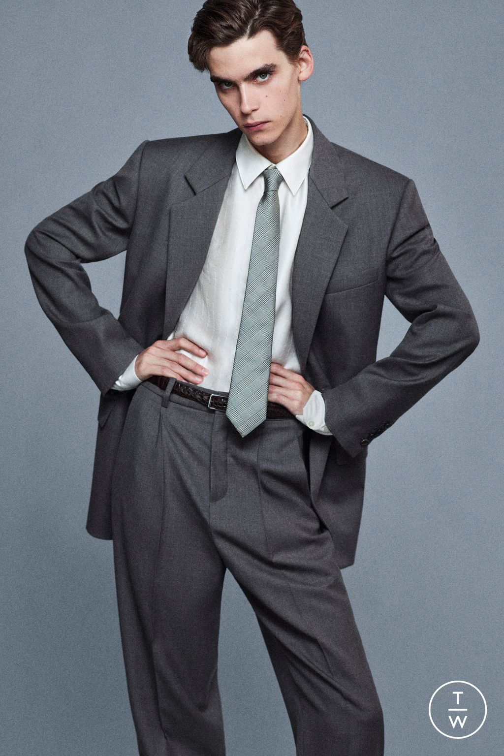 Fashion Week Paris Spring-Summer 2025 look 1 from the Saint Laurent collection menswear