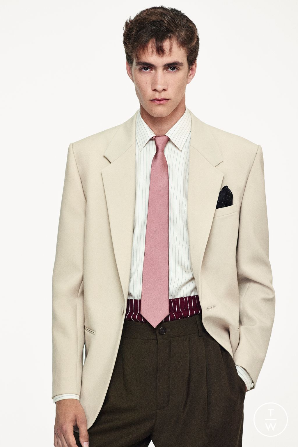 Fashion Week Paris Spring/Summer 2025 look 6 from the Saint Laurent collection menswear