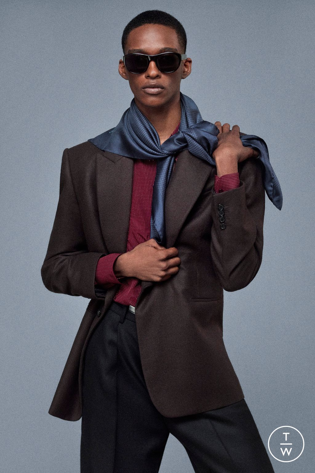 Fashion Week Paris Spring/Summer 2025 look 7 from the Saint Laurent collection menswear