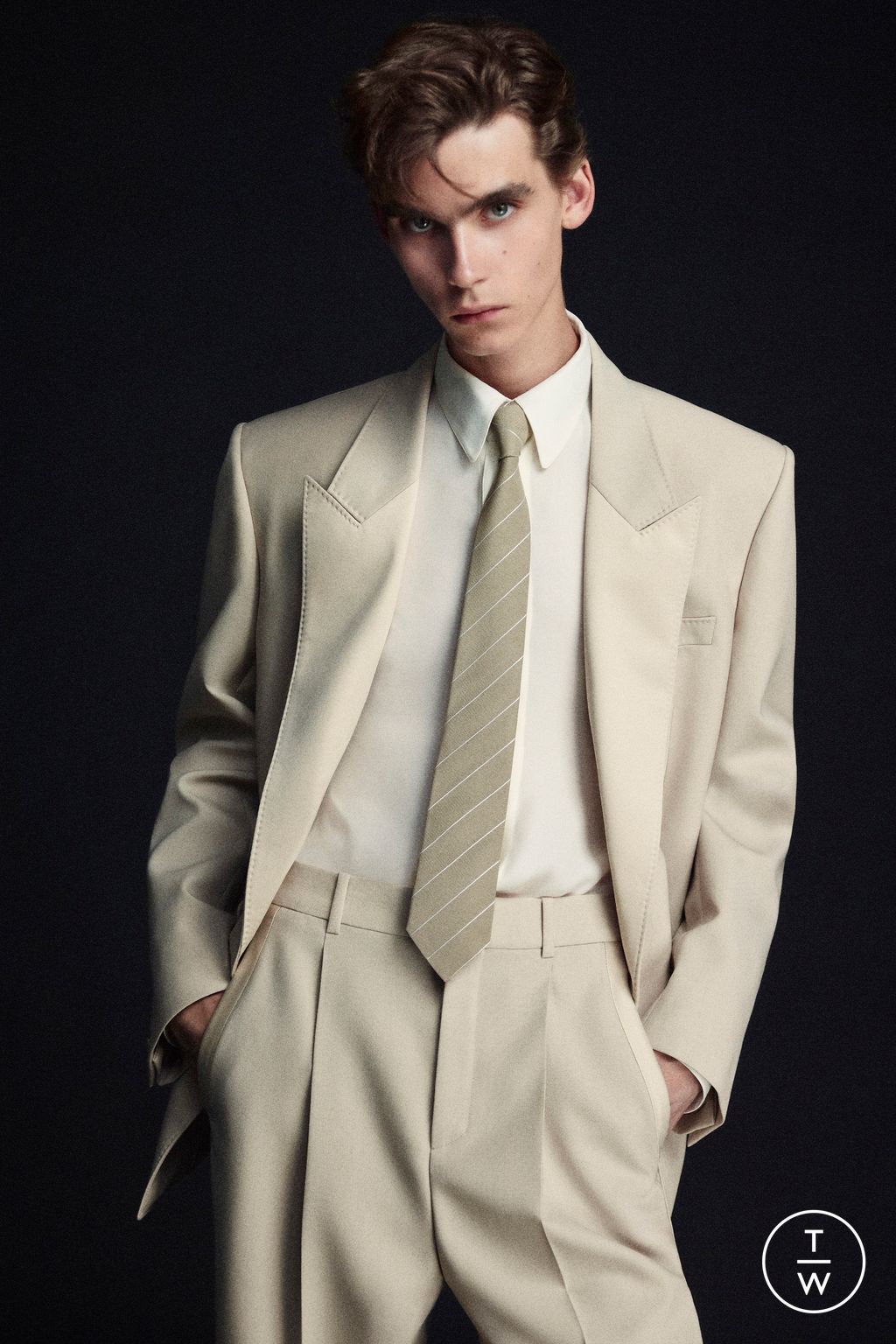 Fashion Week Paris Spring/Summer 2025 look 13 from the Saint Laurent collection menswear