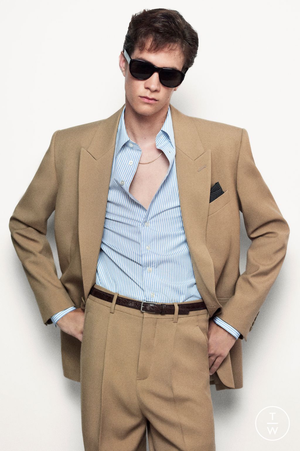 Fashion Week Paris Spring/Summer 2025 look 19 from the Saint Laurent collection menswear