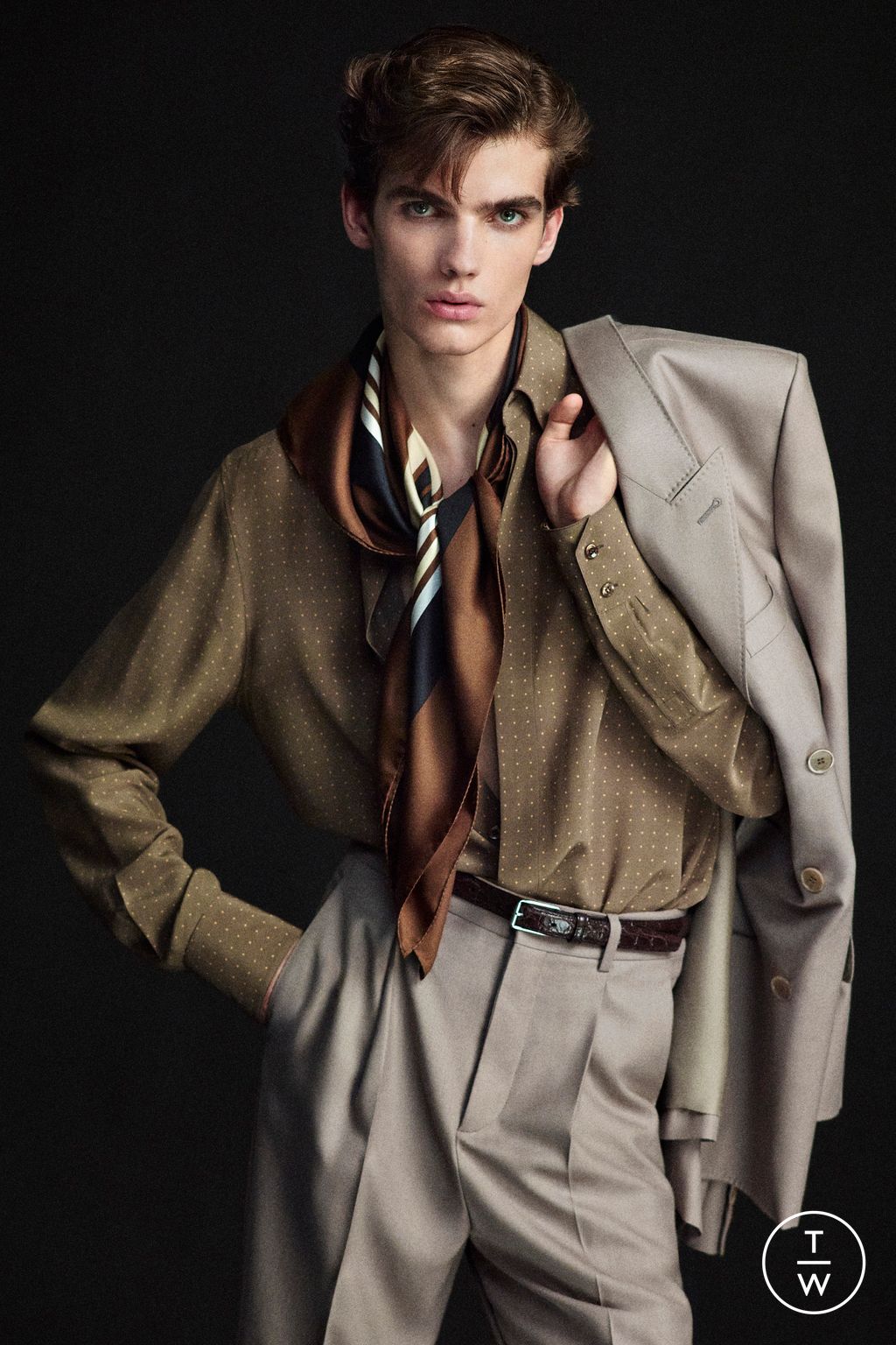 Fashion Week Paris Spring/Summer 2025 look 27 from the Saint Laurent collection menswear