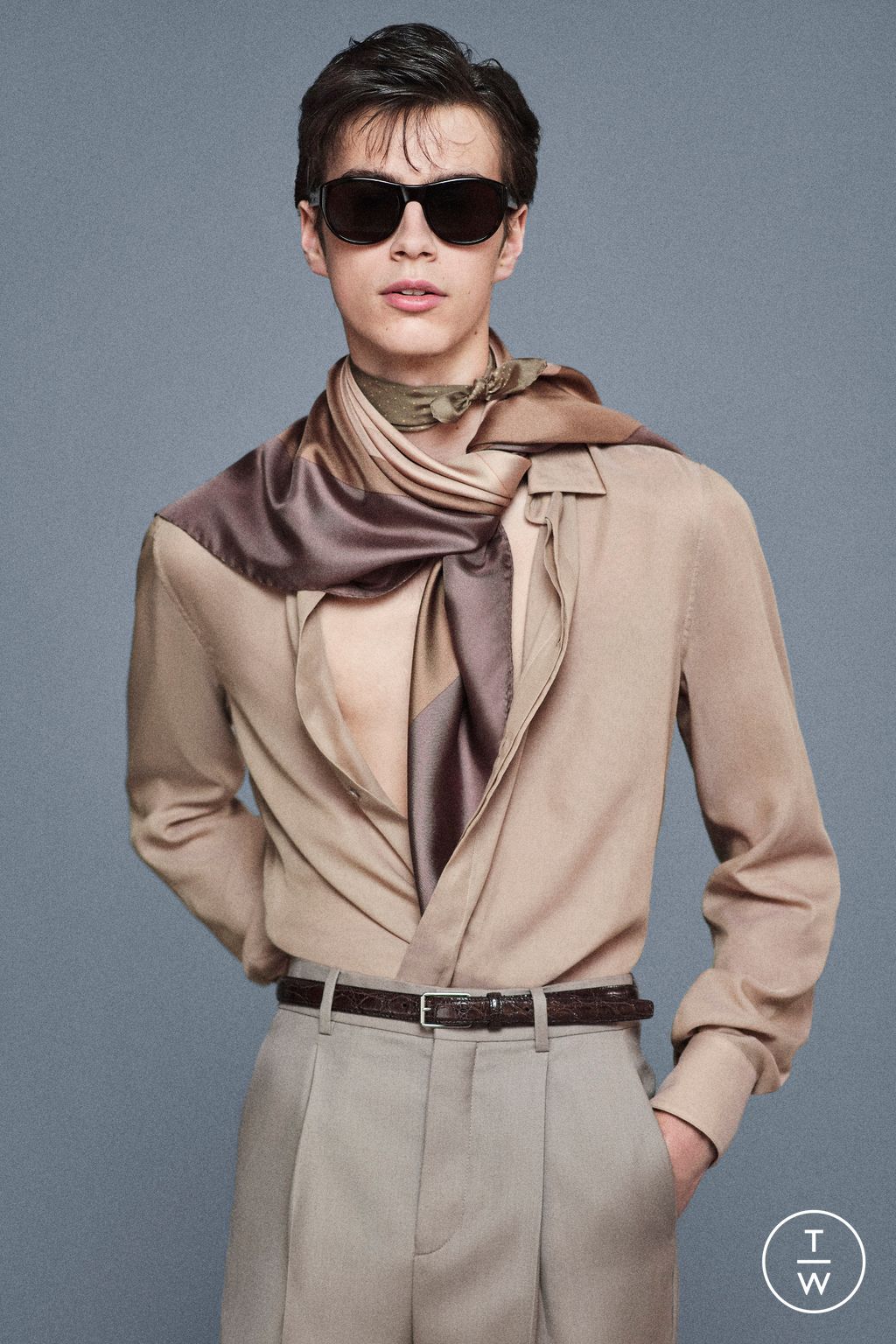 Fashion Week Paris Spring/Summer 2025 look 29 from the Saint Laurent collection menswear