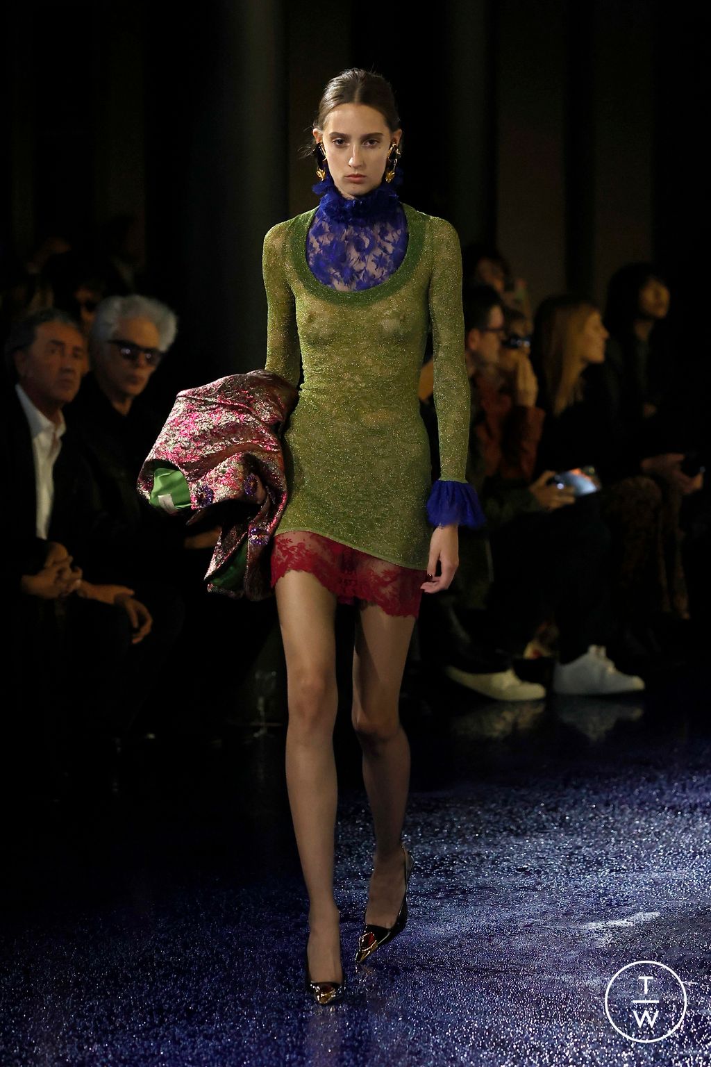 Fashion Week Paris Spring-Summer 2025 look 45 from the Saint Laurent collection womenswear