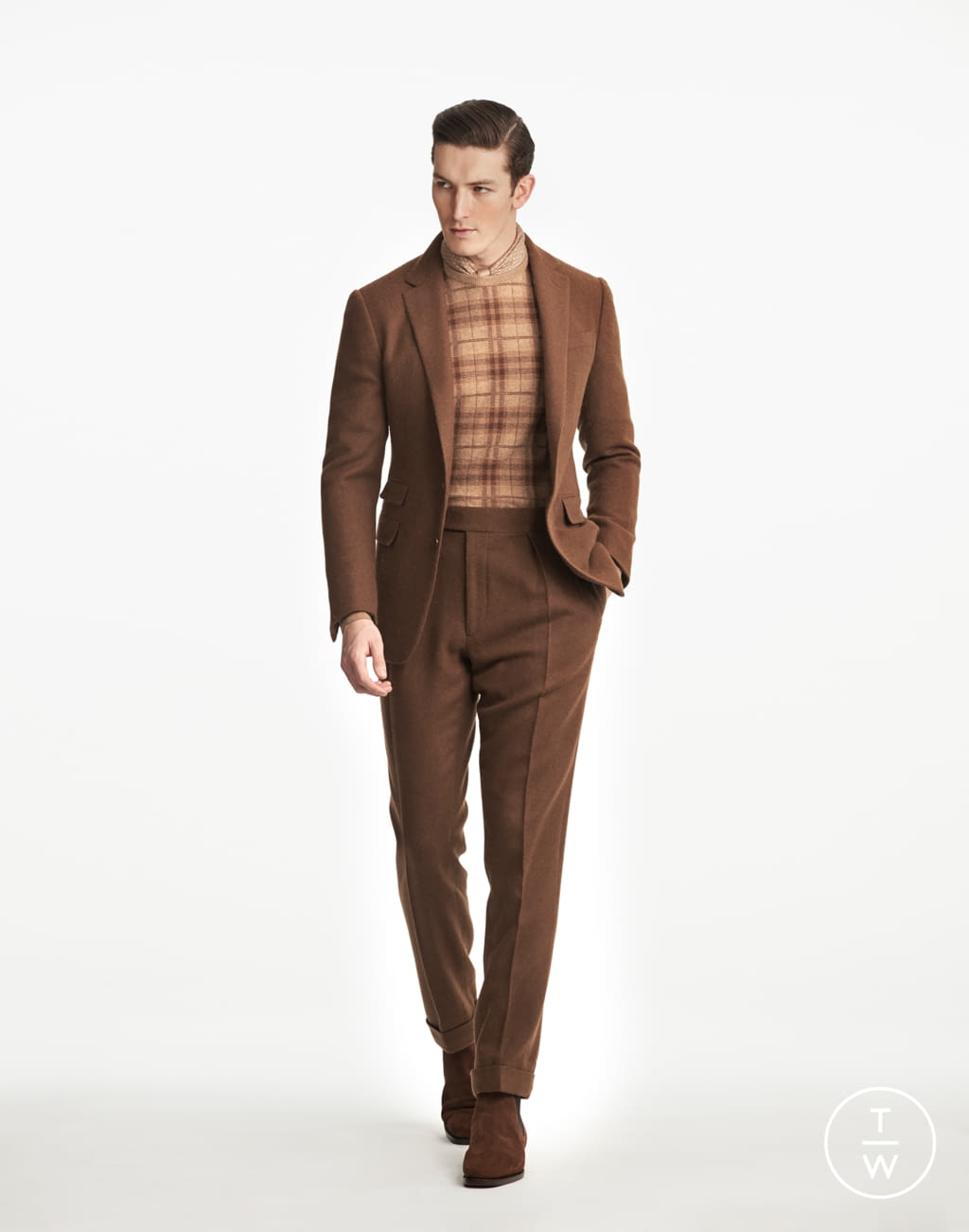 Fashion Week Milan Fall/Winter 2019 look 14 from the Ralph Lauren Purple Label collection 男装