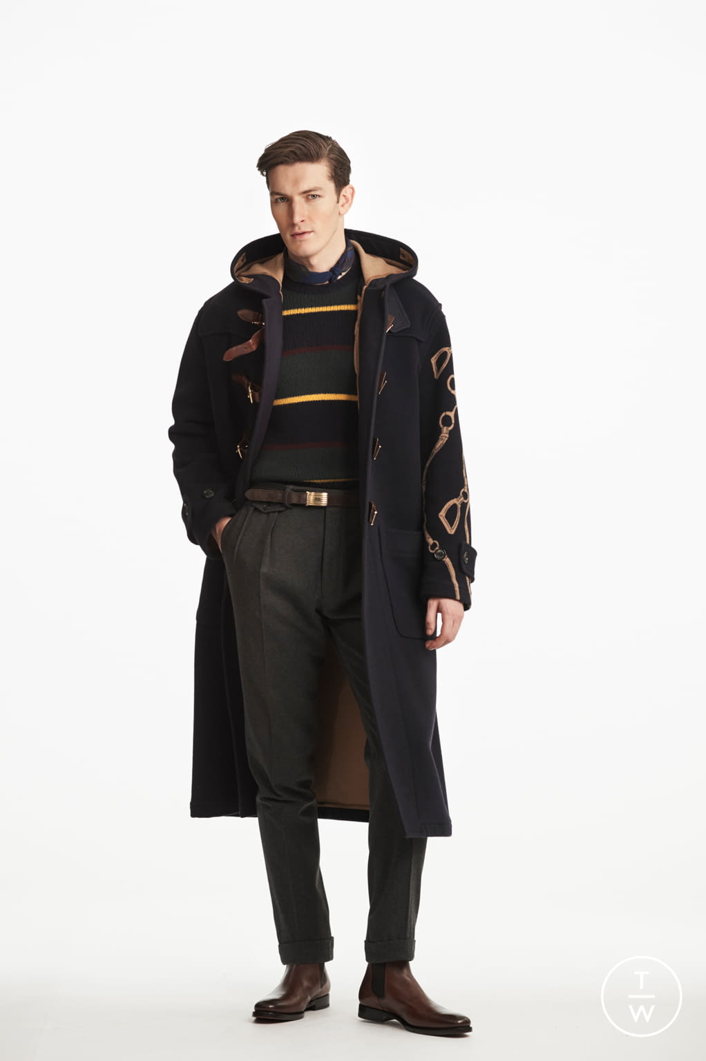 Fashion Week Milan Fall/Winter 2019 look 3 from the Ralph Lauren Purple Label collection 男装