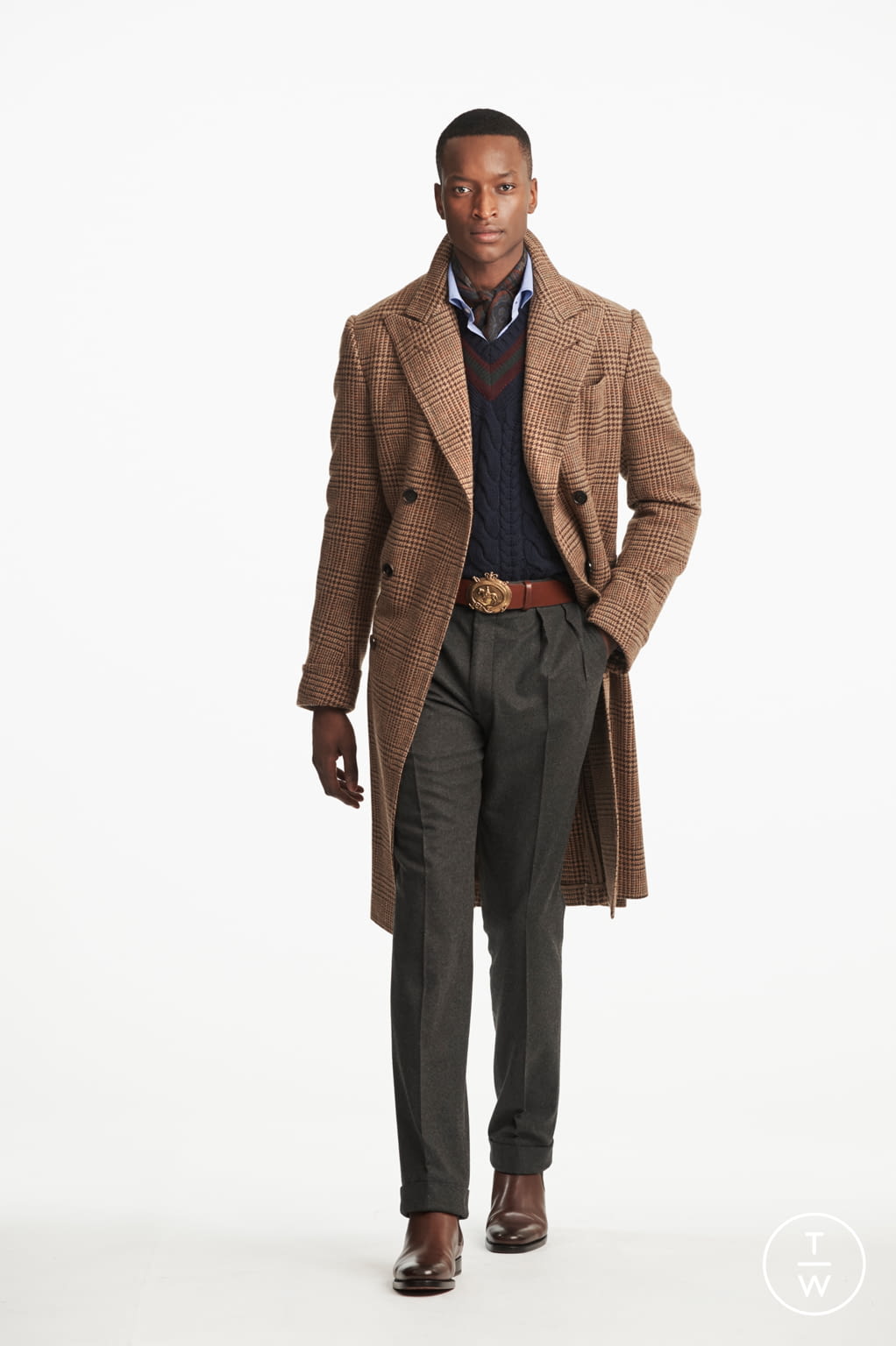 Fashion Week Milan Fall/Winter 2019 look 6 from the Ralph Lauren Purple Label collection 男装
