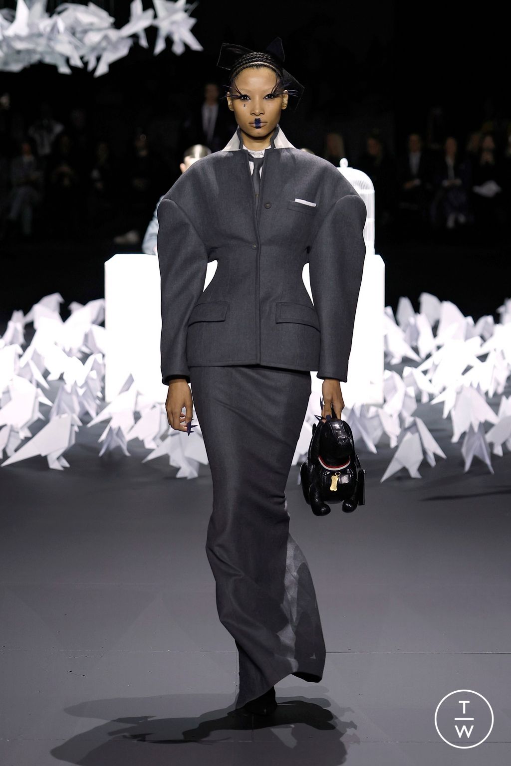 Fashion Week New York Fall/Winter 2025 look 1 from the Thom Browne collection womenswear
