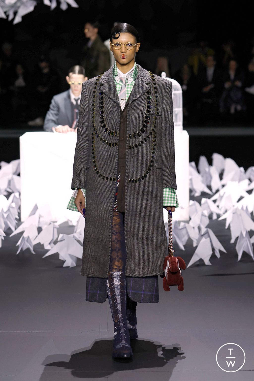 Fashion Week New York Fall/Winter 2025 look 8 from the Thom Browne collection womenswear