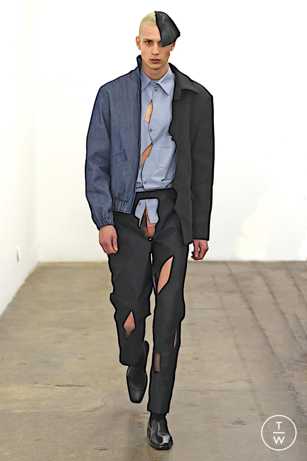 Fashion Week London Fall/Winter 2020 look 23 from the Xander Zhou collection 男装