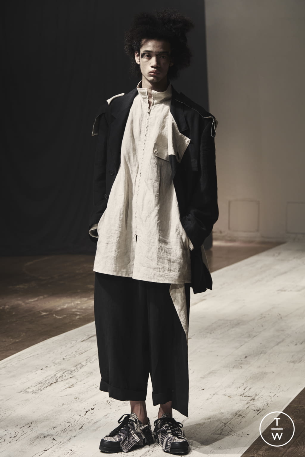 Fashion Week Paris Spring/Summer 2022 look 1 from the Yohji Yamamoto collection menswear