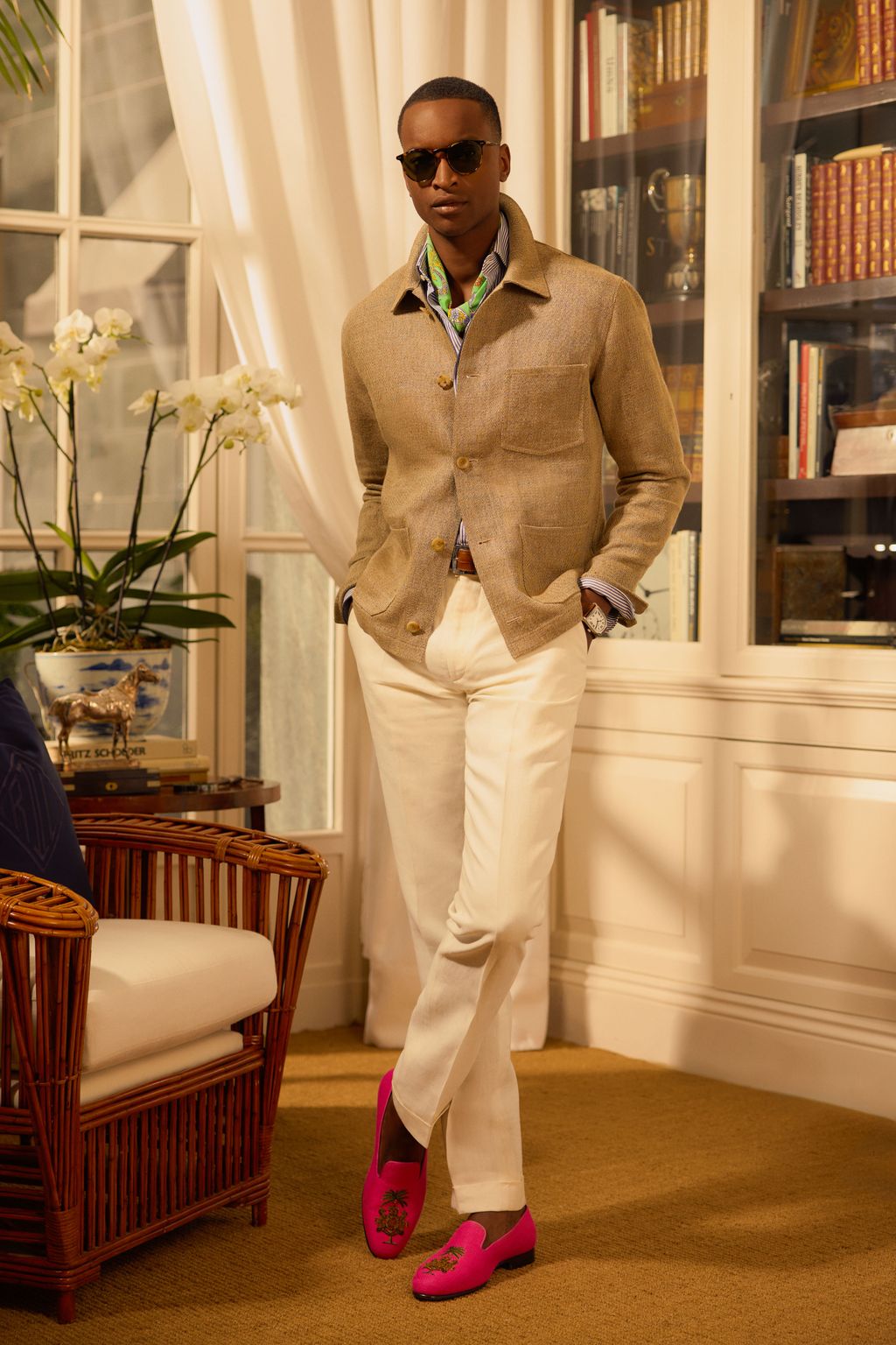 Fashion Week New York Fall/Winter 2024 look 4 from the Ralph Lauren Purple Label collection 男装